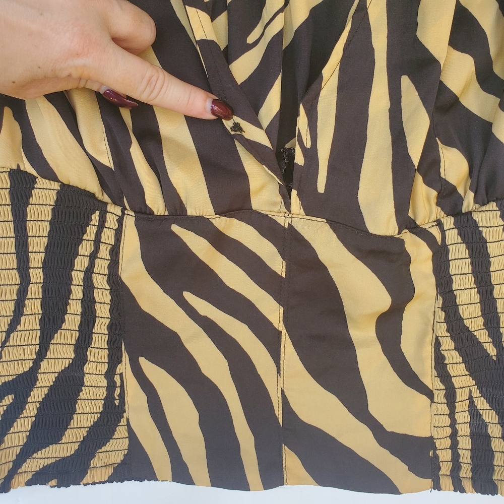 Free People "Show Me Love" Zebra Print Smock Top Size XL - Picture 2 of 13